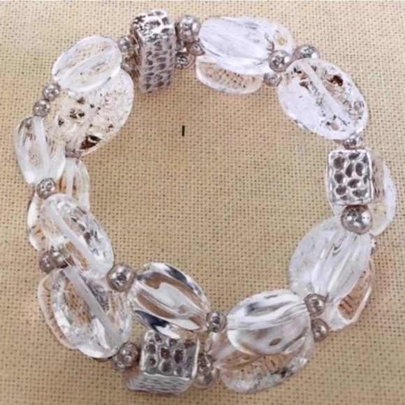 Silpada Sterling Oxidized Crystal Quartz Stretch Bracelet - Picture 1 of 8